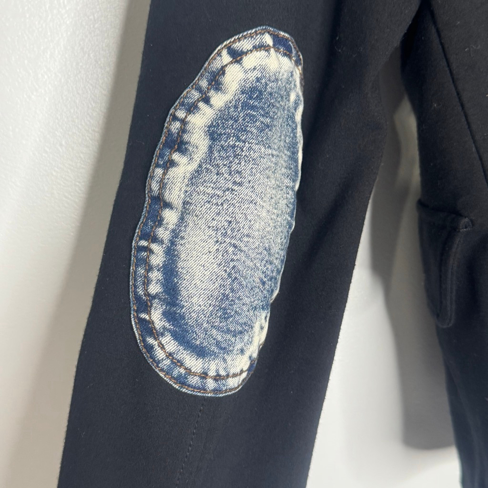 Hilary Radley for Katherine Barclay Denim Layered Black Blazer Jacket M - Picture 6 of 8